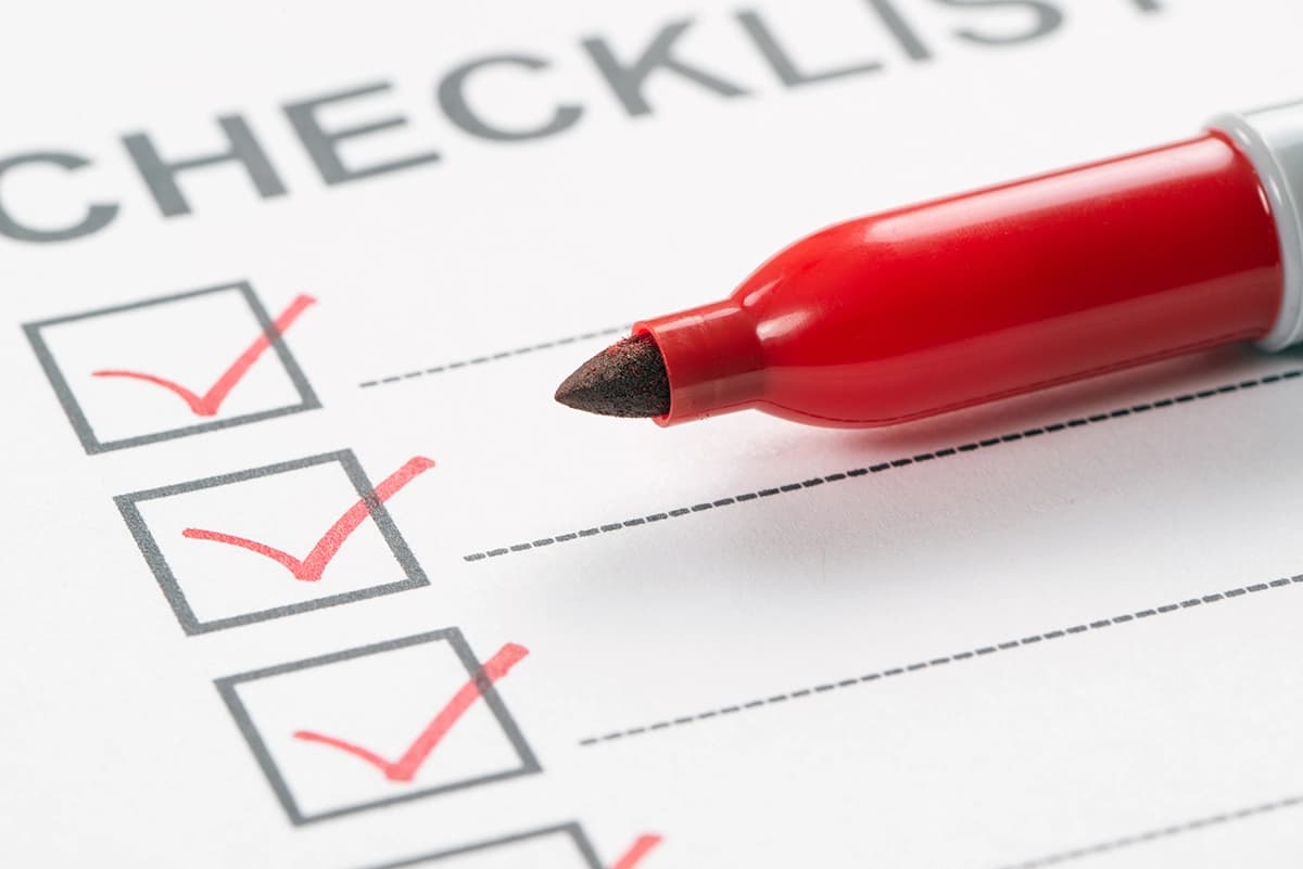 Checklist Box with Red Marker Pen showing