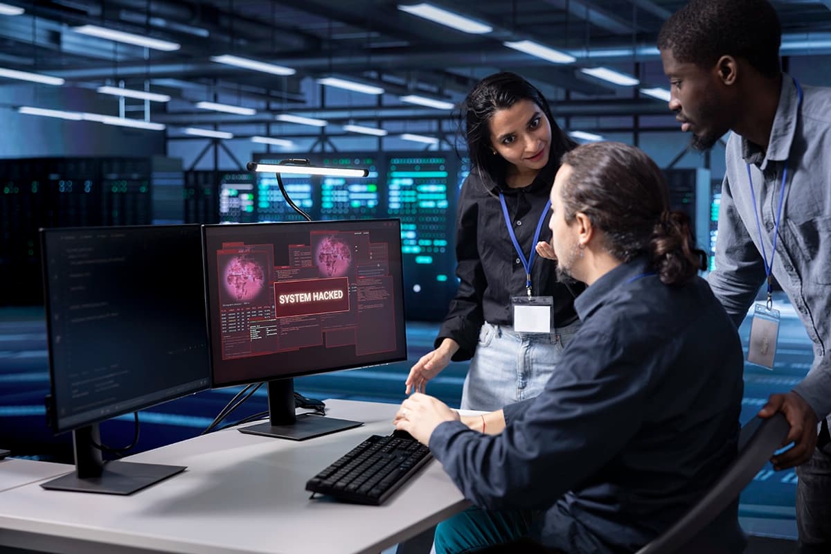 Staff Members in Data Center Trying to Troubleshoot Cyber Event