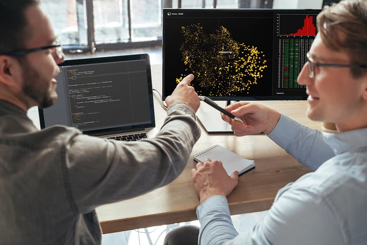 Two machine learning specialists discussing about model
