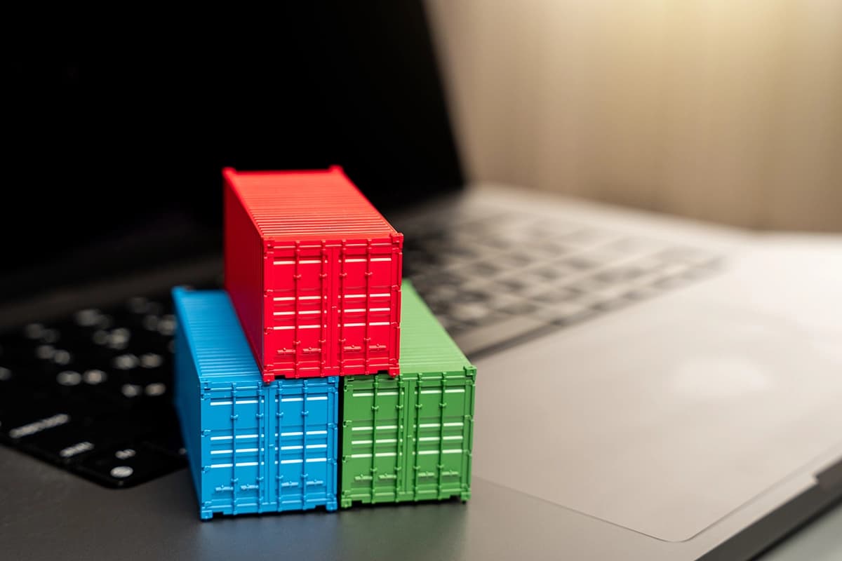 Containers on laptop keyboard