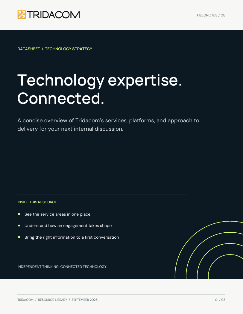 Cover of Technology expertise. Connected.